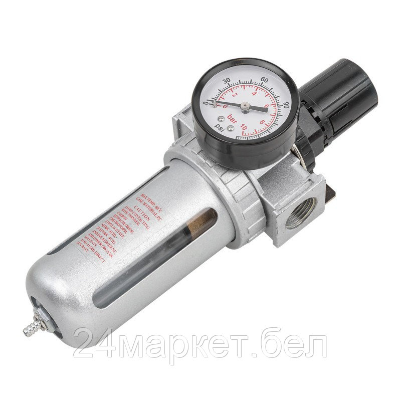 Фильтр-регулятор с индикатором давления для пневмосистем 1/4''(10Мк, 1500 л/мин, 0-10bar,раб. температура 5°-60°) FORCEKRAFT FK-AFR802