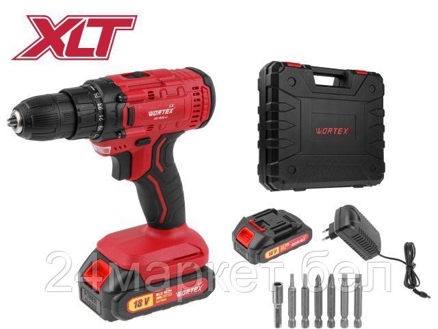 Аккумуляторная дрель-шуруповерт WORTEX LX BD 1820 Li (18.0 В, 2 акк., 2.0 А/ч Li-Ion, 2 скор., 30 Нм)