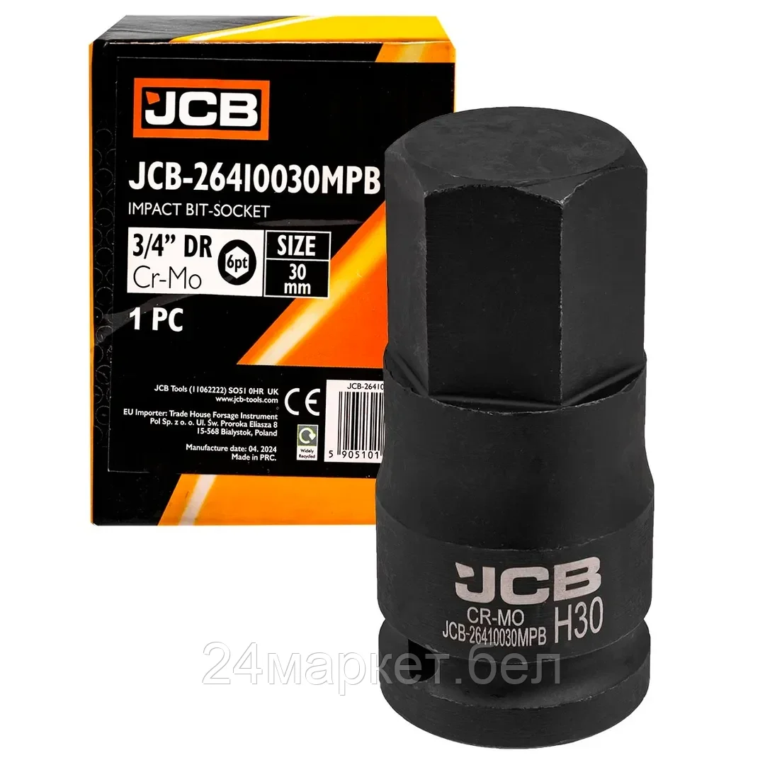 JCB-26410030MPB JCB Головка-бита ударная 6-гранная 3/4", 30мм