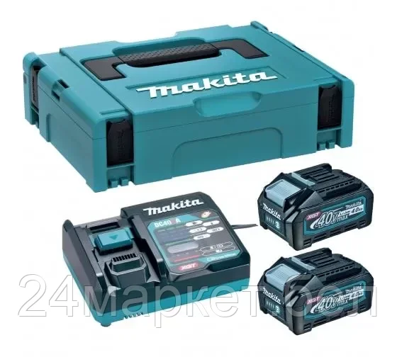 Комплект PSK MKP1G002 40V XGT аккумулятор  BL4040 (2 шт.) + зарядное устройство DC40RA XGT в кейсе (2 шт. BL4040+зар. DC40RA + кейс MACPAK1) (MAKITA) 191J99-7