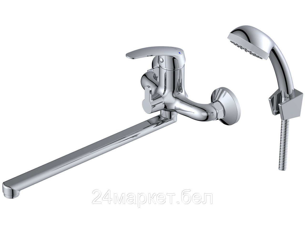 Смеситель для ванны (Lt) D35, серия SHU AV Engineering (Длинный L-излив, длина 323 мм, лейка и шланг в комплекте, поворотный) AVSHU7-A131-222