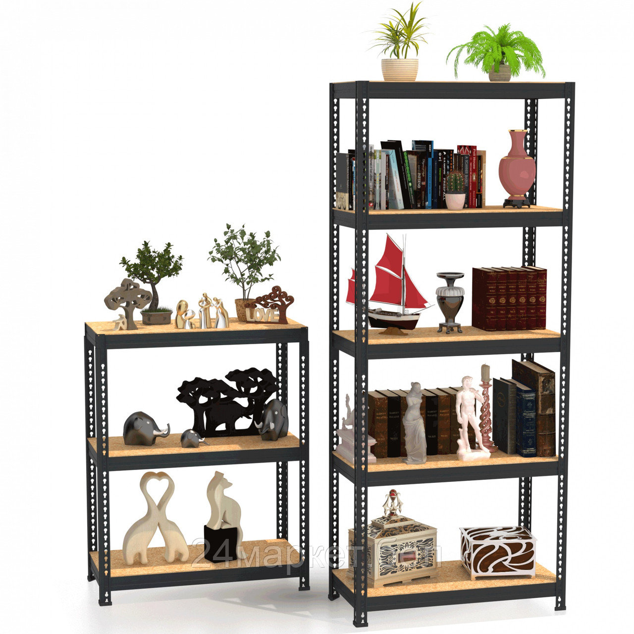 Metall ZAVOD УП-00015647 MZ-PROFIL Стеллаж 180х75х35х5 (RAL9011 на заклепках)