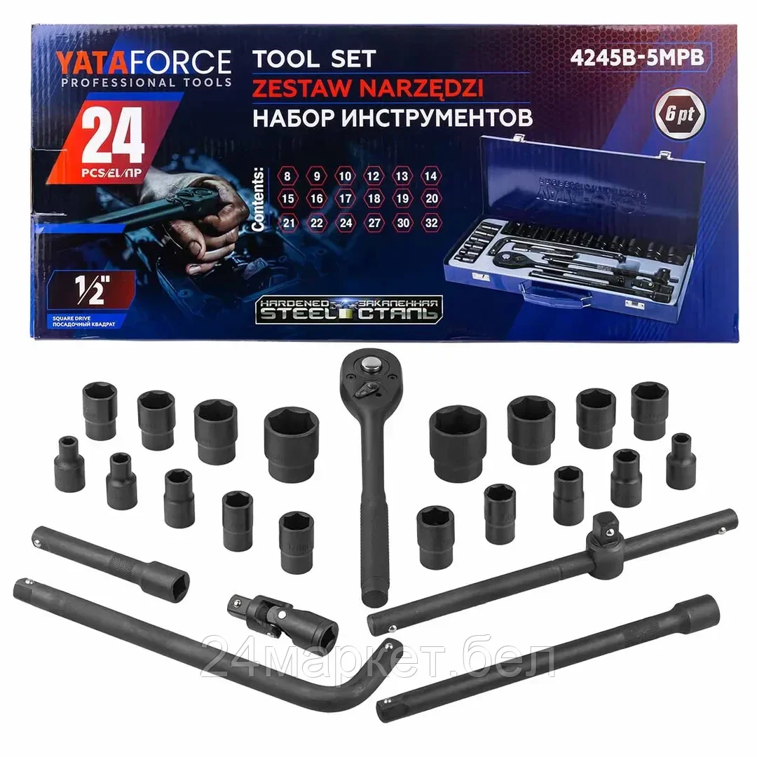 YF-4245B-5MPB YATAFORCE Набор инструментов 24пр. 1/2''(6гр.)(8-32мм)