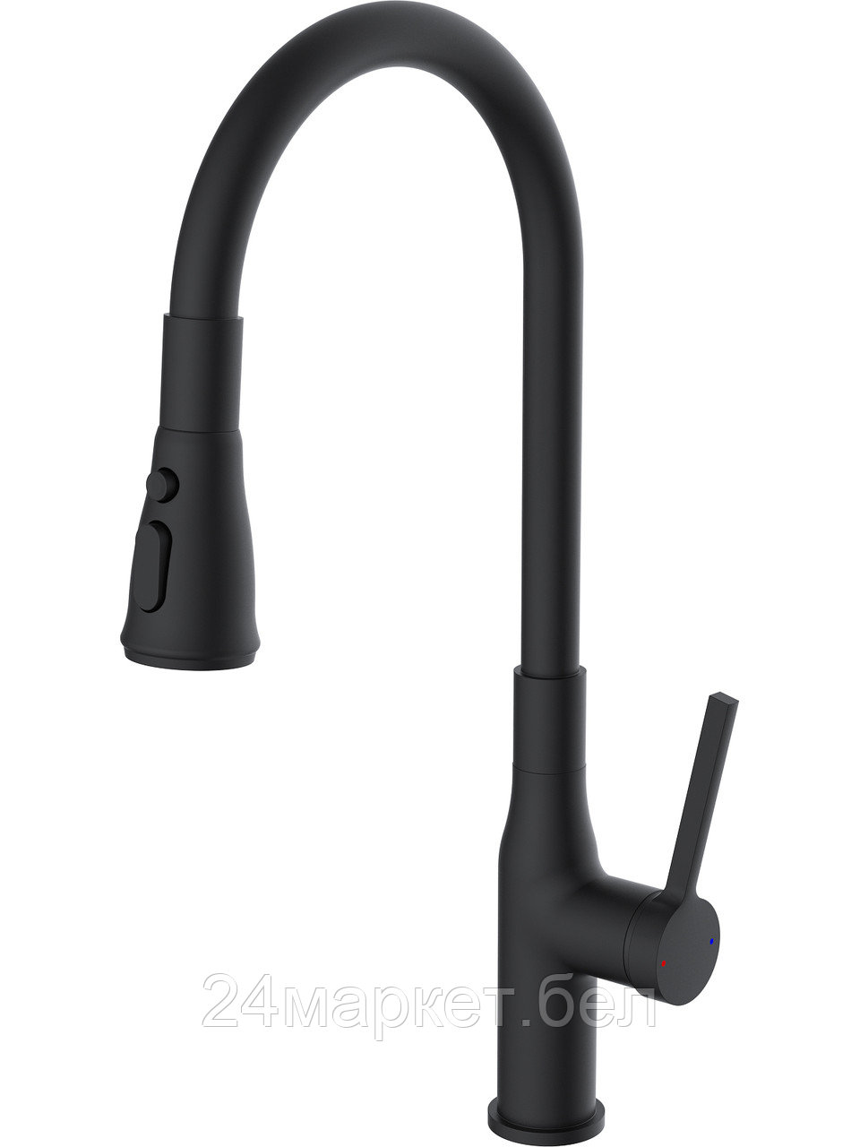Смеситель для кухни D35, серия  730 черный ECONOCE (Гибкий трехрежимный излив, высота 423 мм) EC0733BL