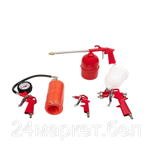 Набор пневмоинструмента (Краск., пистолет д/подкачки, продувки, промывки и смазки, 5м шланг) (PTS10-D)