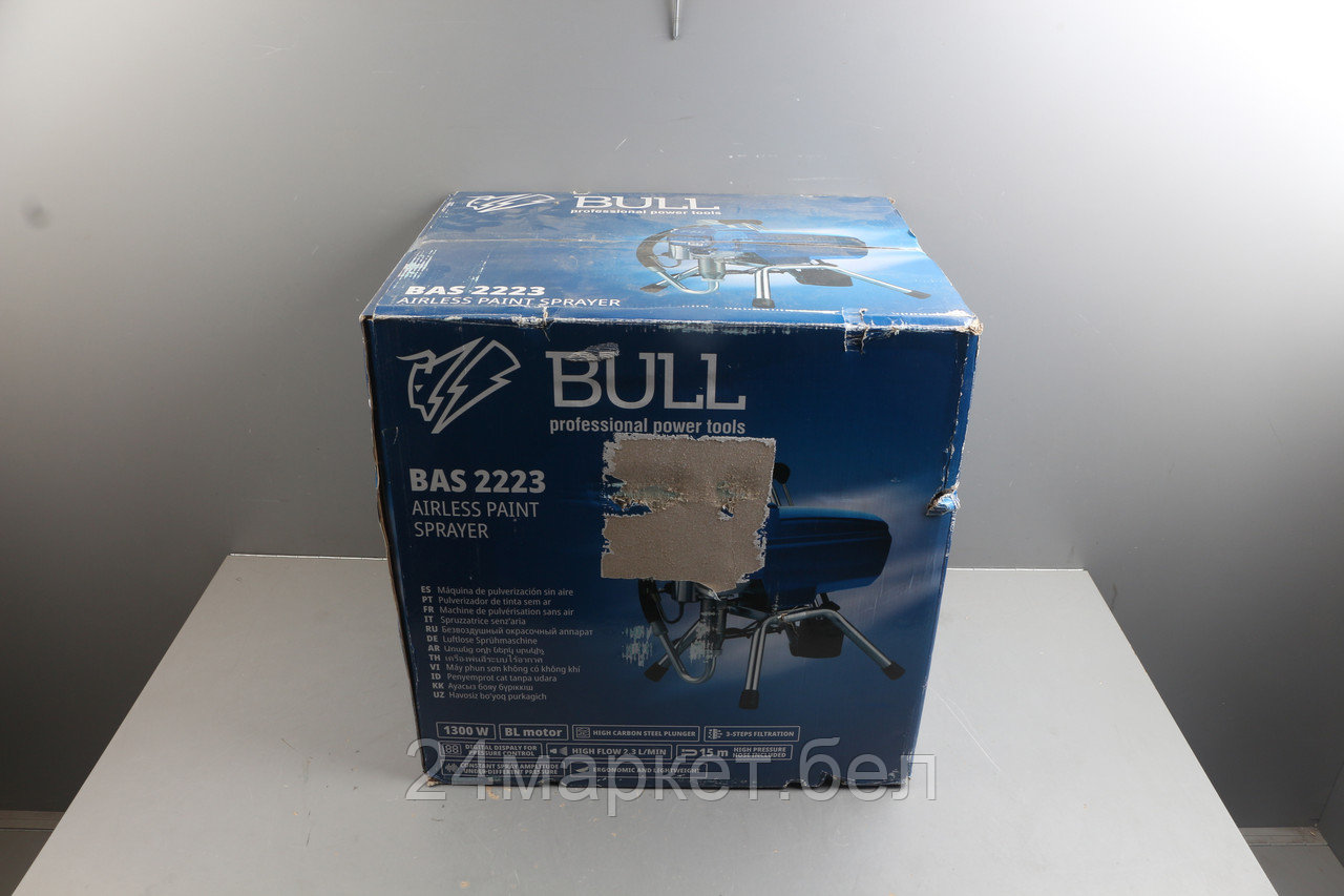 Безвоздушный окрасочный аппарат BULL BAS 2223 в кор. БЕСЩЕТ., 1300 Вт, 2,3 л/мин, 220 Бар уцененны