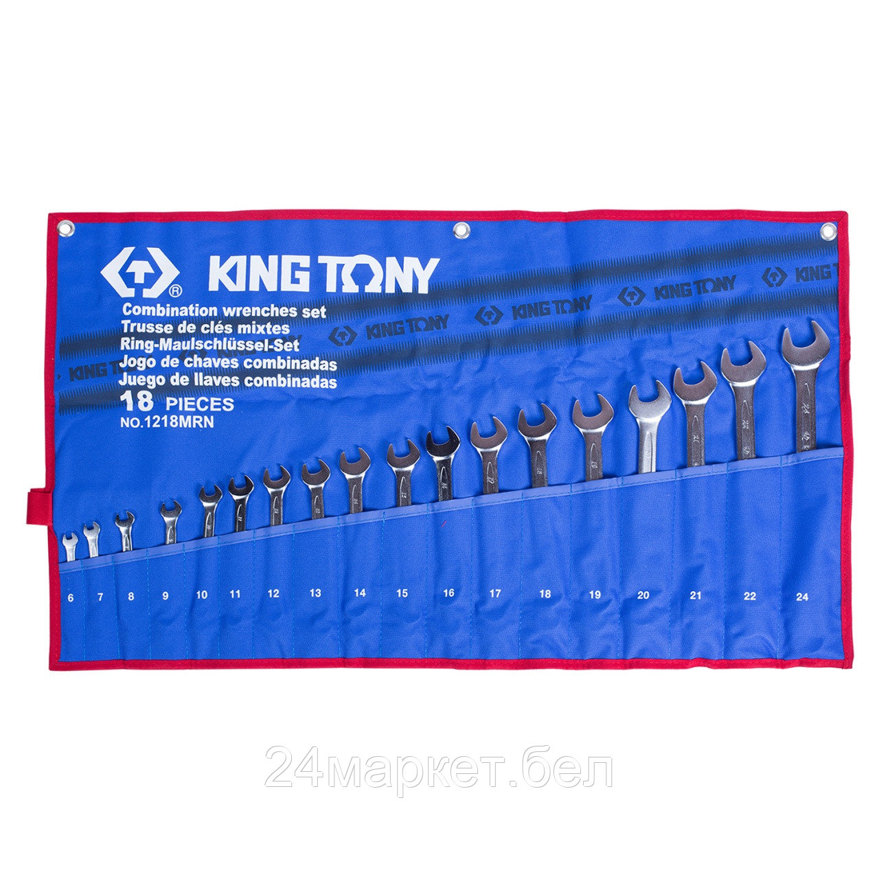 KING TONY 1218MRN KING TONY Набор комбинированных ключей, 6-24 мм чехол из теторона, 18 предметов