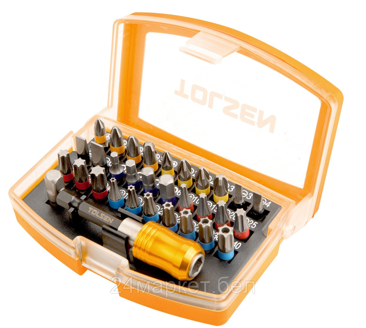TOLSEN TT20370 TOLSEN Набор вставок (бит) 1/4", PH, PZ, Hex, Torx, Slotted, 32 предмета