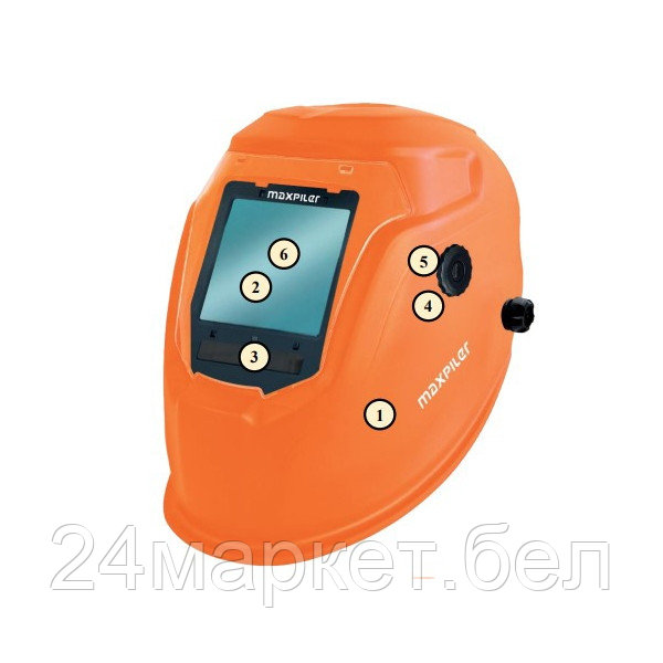 Комплект для маски Хамелеон MAXPILER, экран 103х90 мм, 5 фотод, DIN 9-13, солн+лит.бат (MWH-10390)