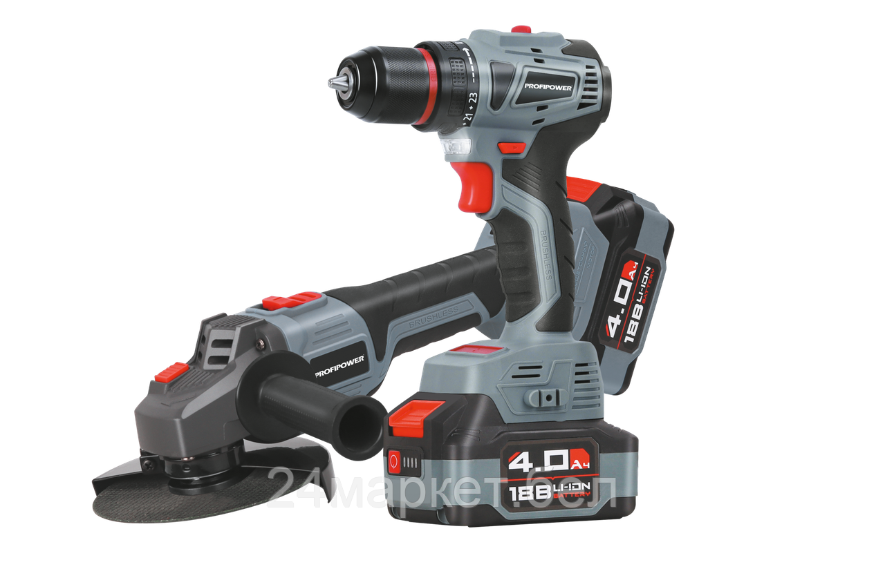 Profipower E0220 (шуруповерт, болгарка, 2 АКБ, кейс)