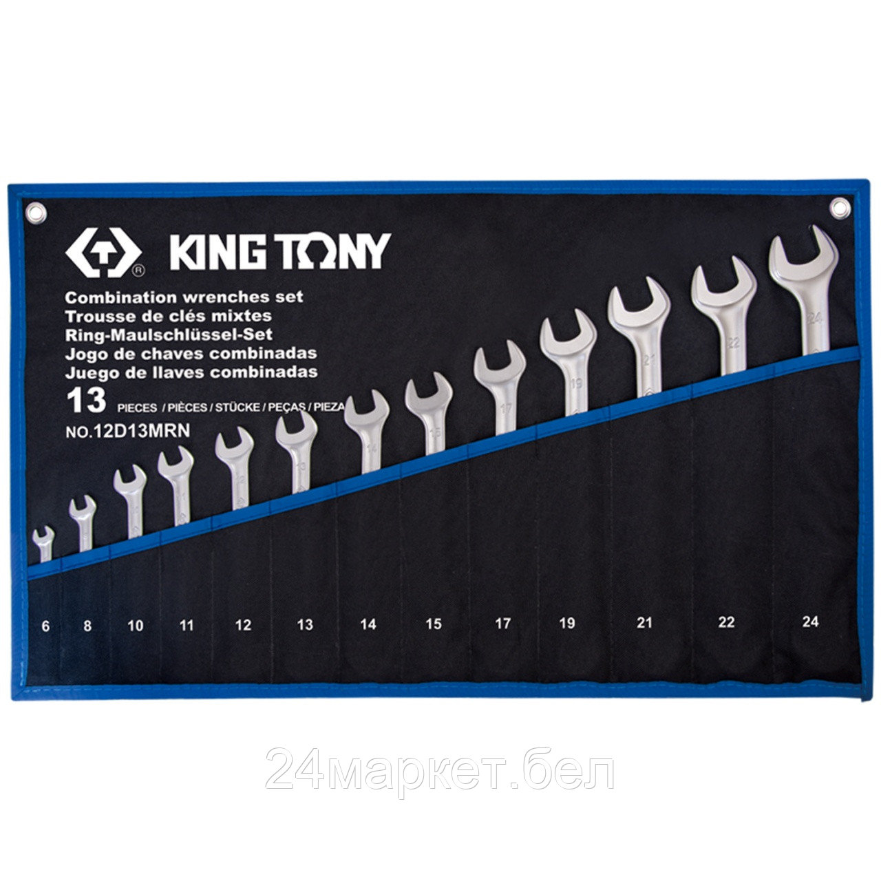 KING TONY 12D13MRN KING TONY Набор комбинированных ключей, 6-24 мм, чехол из теторона, 13 предметов