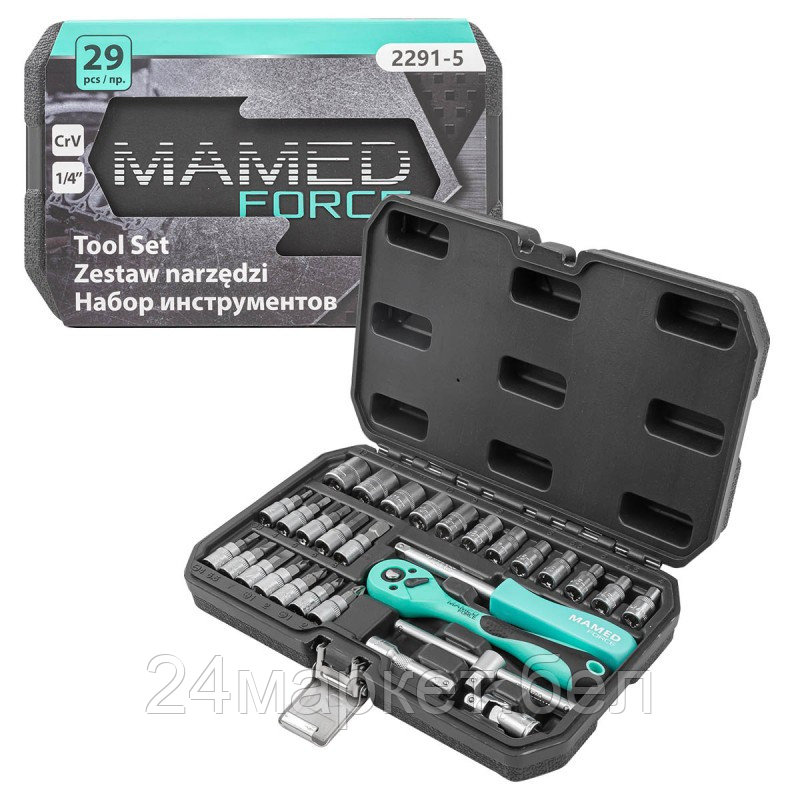 Набор инструментов PROFI 29пр. 1/4"(6гр)(4-13мм) MAMEDFORCE MF-2291-5