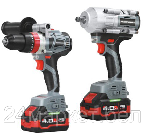 Profipower ProfiSet-2С18 E0221 (шуруповерт, гайковерт, 2 АКБ, кейс)