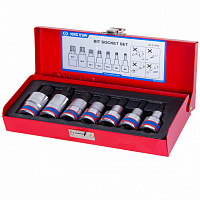 KING TONY 4117PR KING TONY Набор торцевых насадок 1/2", SPLINE, M6-M18, L = 60 мм, 7 предметов