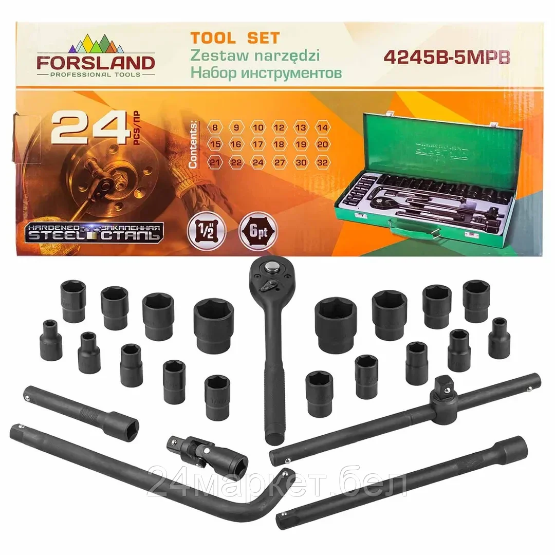 Forsland-4245B-5MPB Forsland Набор инструментов 24пр. 1/2" (6гр.)