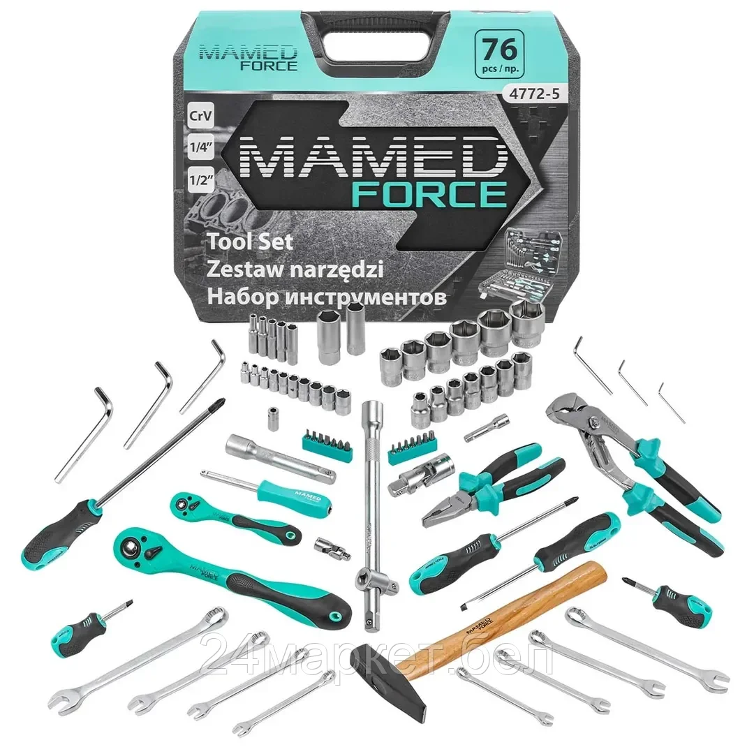 Набор инструментов PROFI 76пр. 1/4",1/2"(6гр)(4-32мм) MAMEDFORCE MF-4772-5