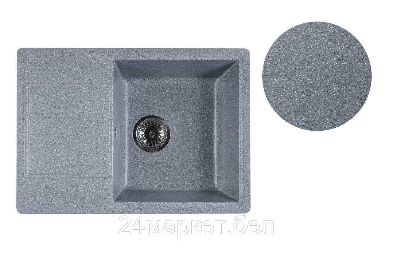 Мойка кухонная из искусственного камня MISTA серебро 615х440 мм, AV Engineering