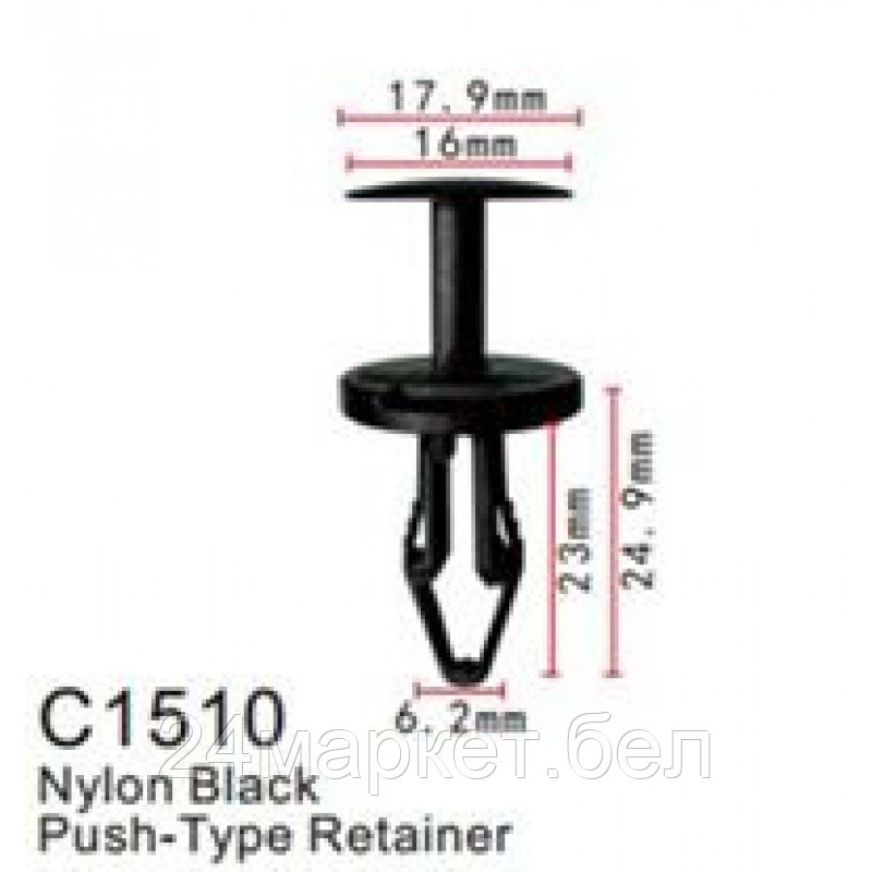C1510( GM ) Forsage клипса Клипса для крепления внутренней обшивки а/м GM пластиковая (100шт/уп.)