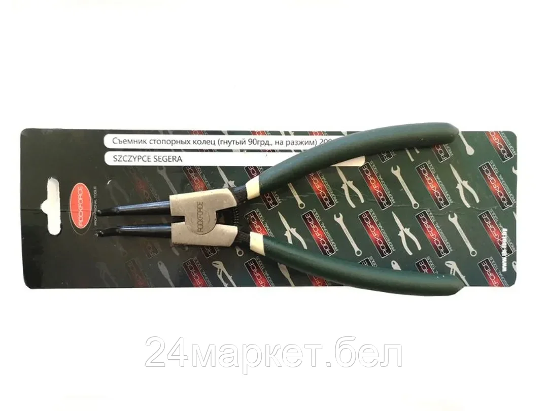 Съемник стопорных колец гнутый на разжим(90°,L-230мм),в блистере Rock FORCE RF-609230SB