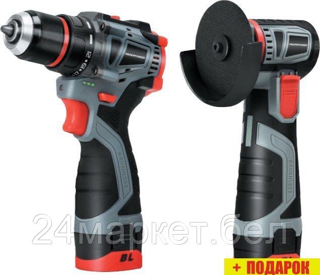 Profipower ProfiSet-2B16 E0229 (шуруповерт, болгарка, 2 АКБ, кейс)