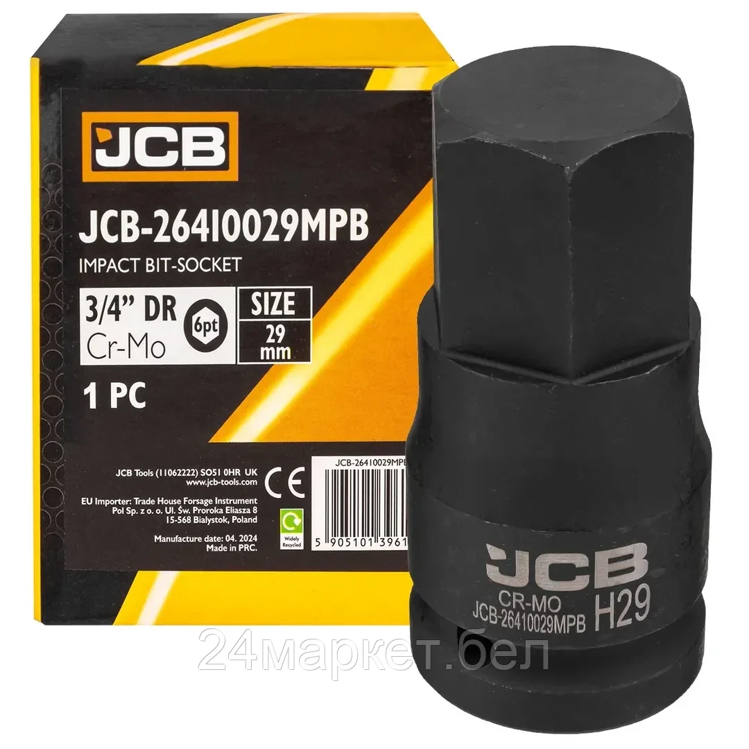 JCB-26410029MPB JCB Головка-бита ударная 6-гранная 3/4", 29мм
