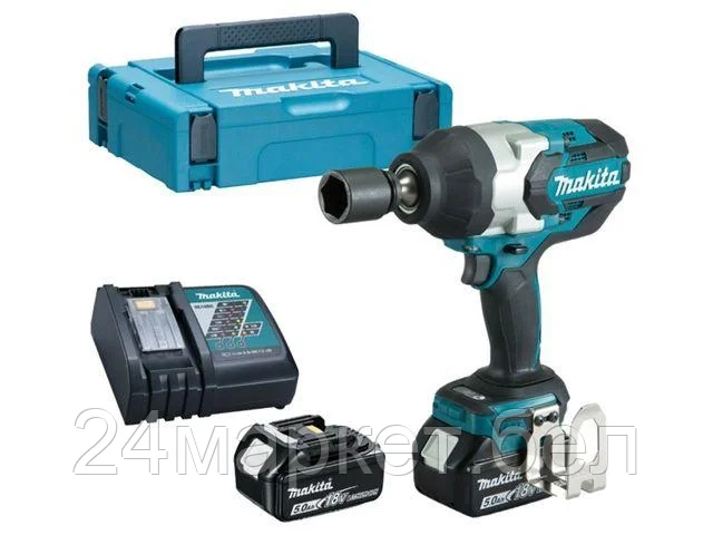 MAKITA Япония Аккум. ударный гайковерт MAKITA DTW 1001 RTJ в кейсе (18.0 В, 2 акк., 5.0 А/ч Li-Ion, посадочн. квадрат 3/4 ", 1050 Нм, вес 3.5 кг)