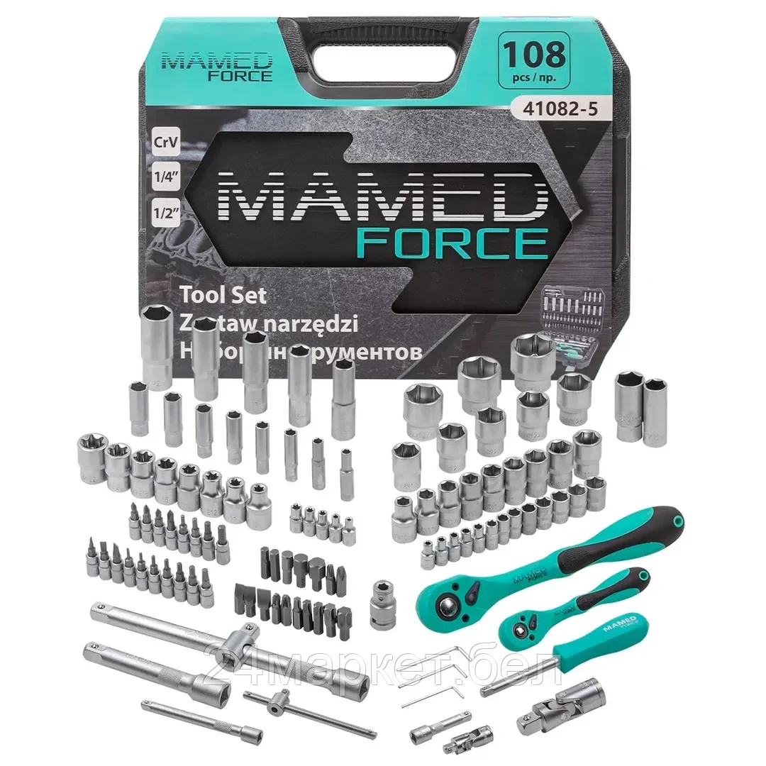 Набор инструментов PROFI 108пр. 1/4",1/2"(6гр)(4-32мм) MAMEDFORCE MF-41082-5