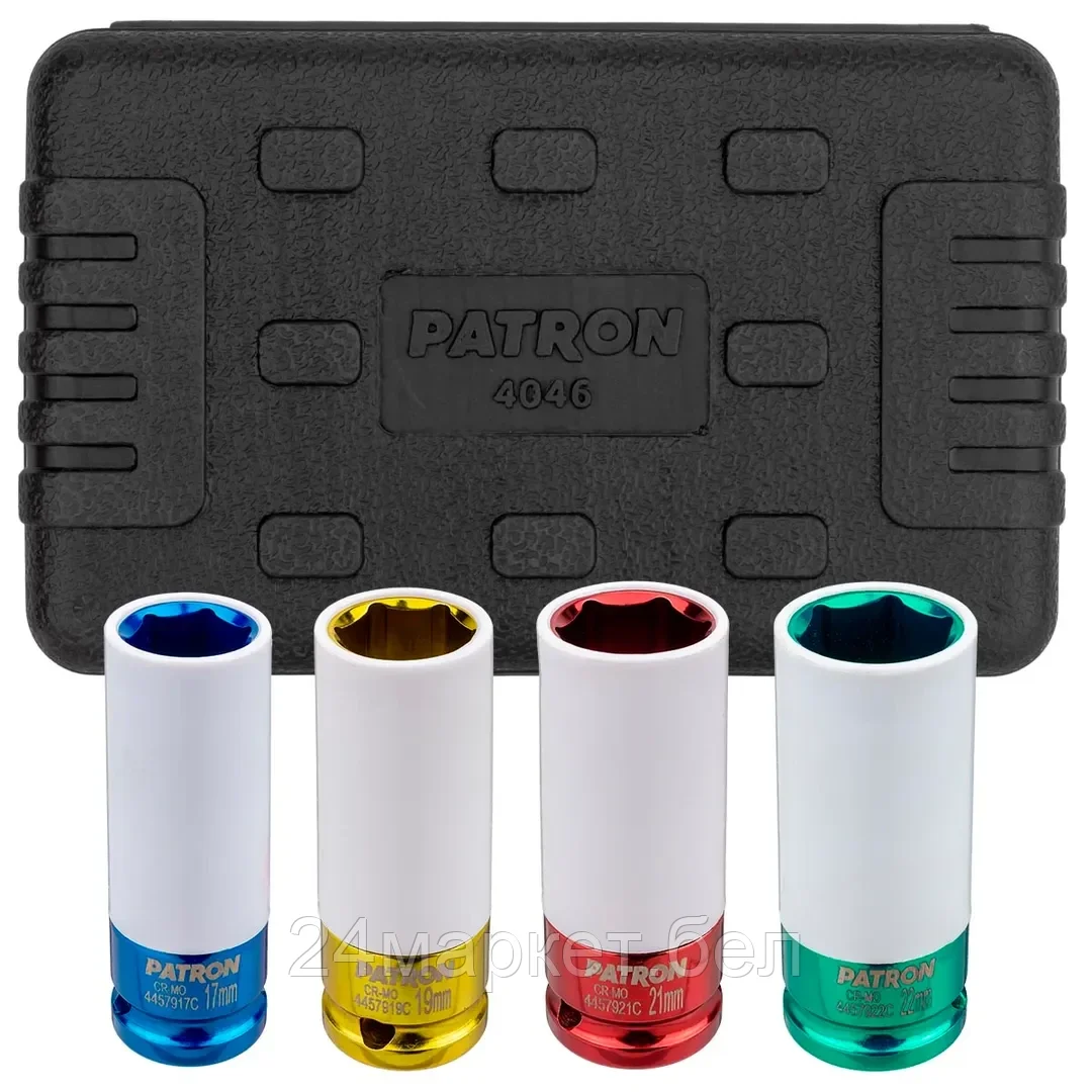 P-4046 Набор головок ударных глубоких тонкостенных в защитном кожухе 4пр. 1/2" 6pt PATRON