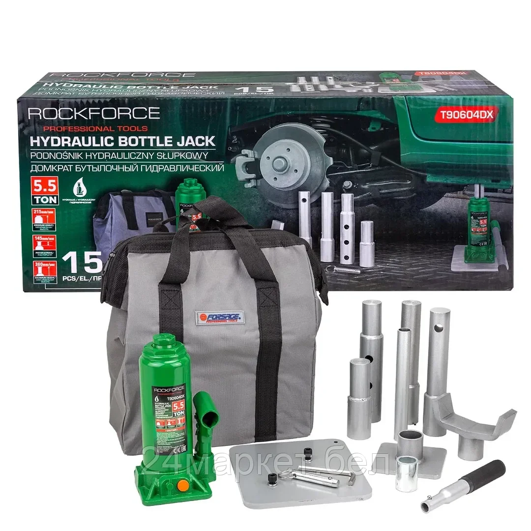 RF-T90604DX Домкрат бутылочный гидравлический 5,5т RockFORCE
