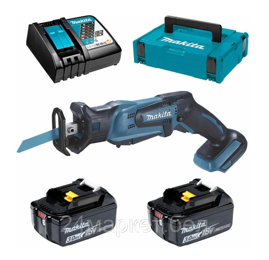 Аккум. сабельная пила LXT DJR185RFE MAKITA (18 В, 2 акк., 3.0 А/ч, дерево до 50 мм, металл до 50 мм, пластик до 50 мм) DJR185RFE