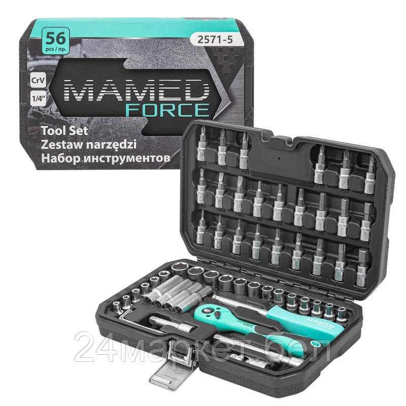 Набор инструментов PROFI 56пр. 1/4"(6гр)(4-14мм,Е4-Е10) MAMEDFORCE MF-2571-5