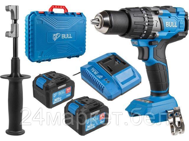 Аккум. дрель-шуруповерт BULL SR 1805 в чем. XLTpro, 2х6 А*ч, БЕСЩЕТ., 18 В, 120 Н*м, БЗП(мет.) 13 мм (Доп. функции: Ударное сверление, "AntiKickback", 1329604