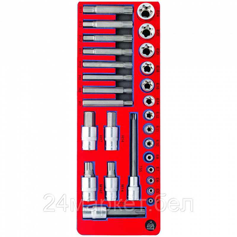 МАСТАК 5-03428 МАСТАК Набор торцевых насадок и головок TORX, ложемент, 28 предметов