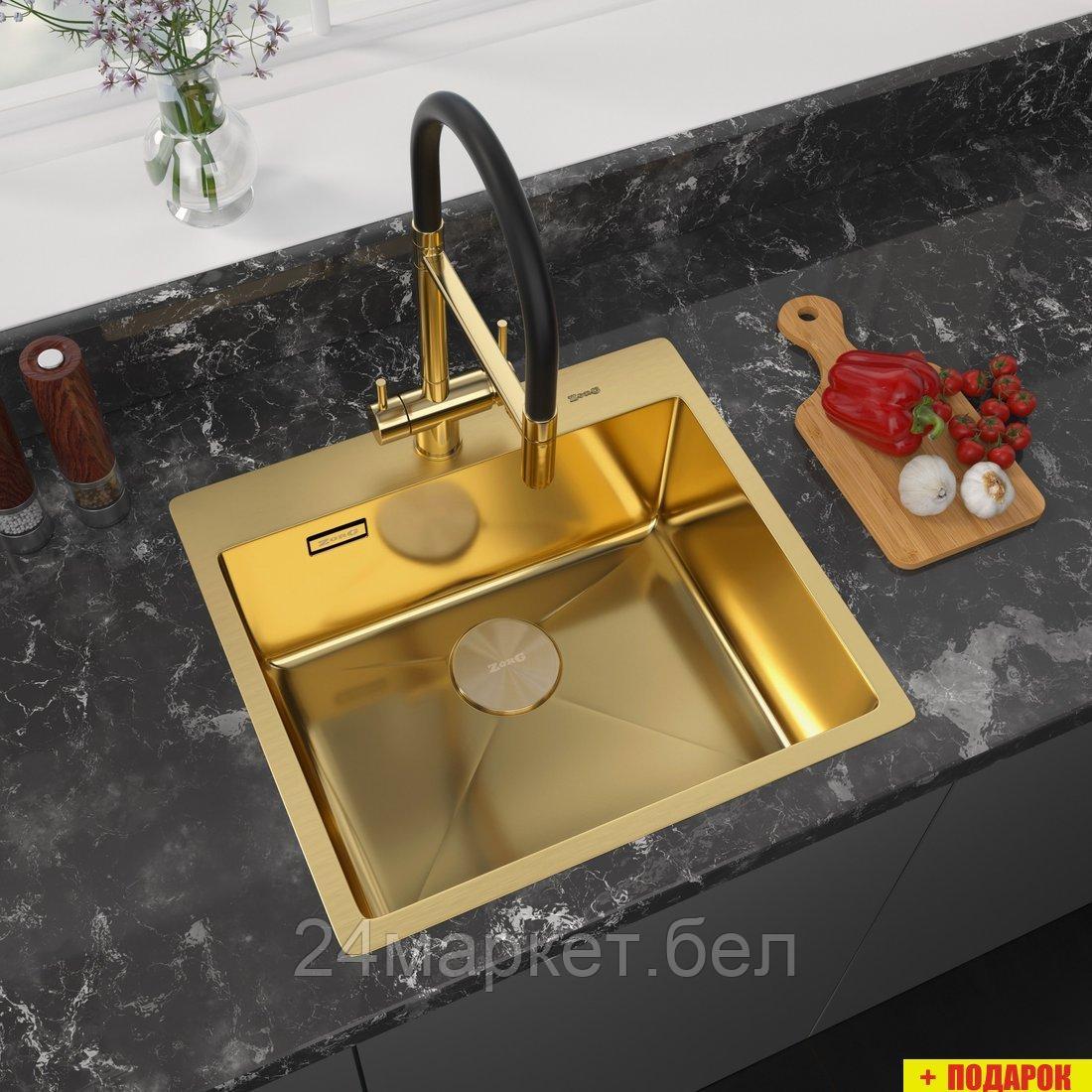 Кухонная мойка ZorG ZRN 5055 Premium PVD Gold
