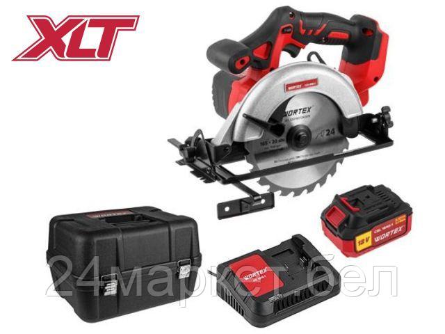 Аккум. циркулярная пила WORTEX CCS 1816-1 с акб и з/у в чем. ALL1 МЕГА АКЦИЯ (18.0 В, АККУМ. 1х4 А*ч, З/У 2 А, 165х20 мм, до 55 мм) 329349