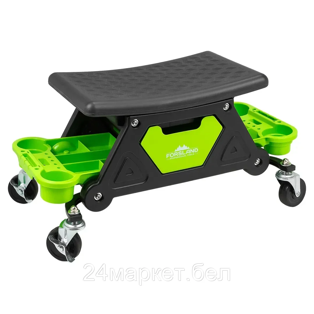 Forsland-F-TRH6800 Forsland Стул пластиковый передвижной с выдвижным ящиком и пластиковыми ложементами (г/п 130кг, сиденье 450х250мм, ящик 225х210х125мм, ложемент 260х250х50мм)