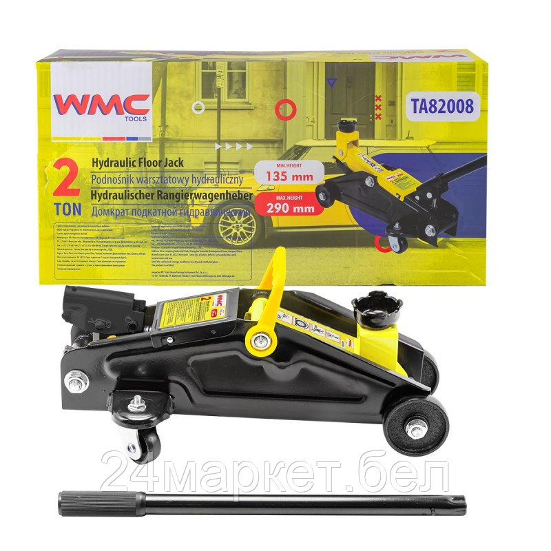 Домкрат подкатной  гидравлический 2 т (h min 135мм.h max 290мм) WMC TOOLS WMC-TA82008