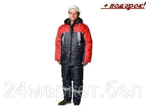 Костюм (куртка+п/к) утепленный  "Балтика" (серо-красный, Оксфорд)р-р 56-58 рост 170-176, РФ (р.56-58 рост 170-176) (Артекс)