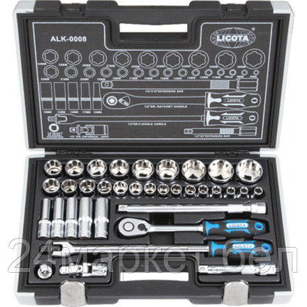 Licota ALK-0008F Набор торцевых головок 1/2" 6 гр. 35 пр. 8-36 мм