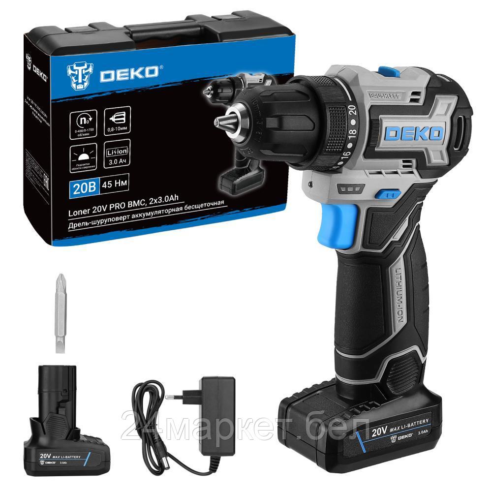 Дрель-шуруповерт Deko Loner 20V PRO 085-1010 (с 2-мя АКБ, кейс)