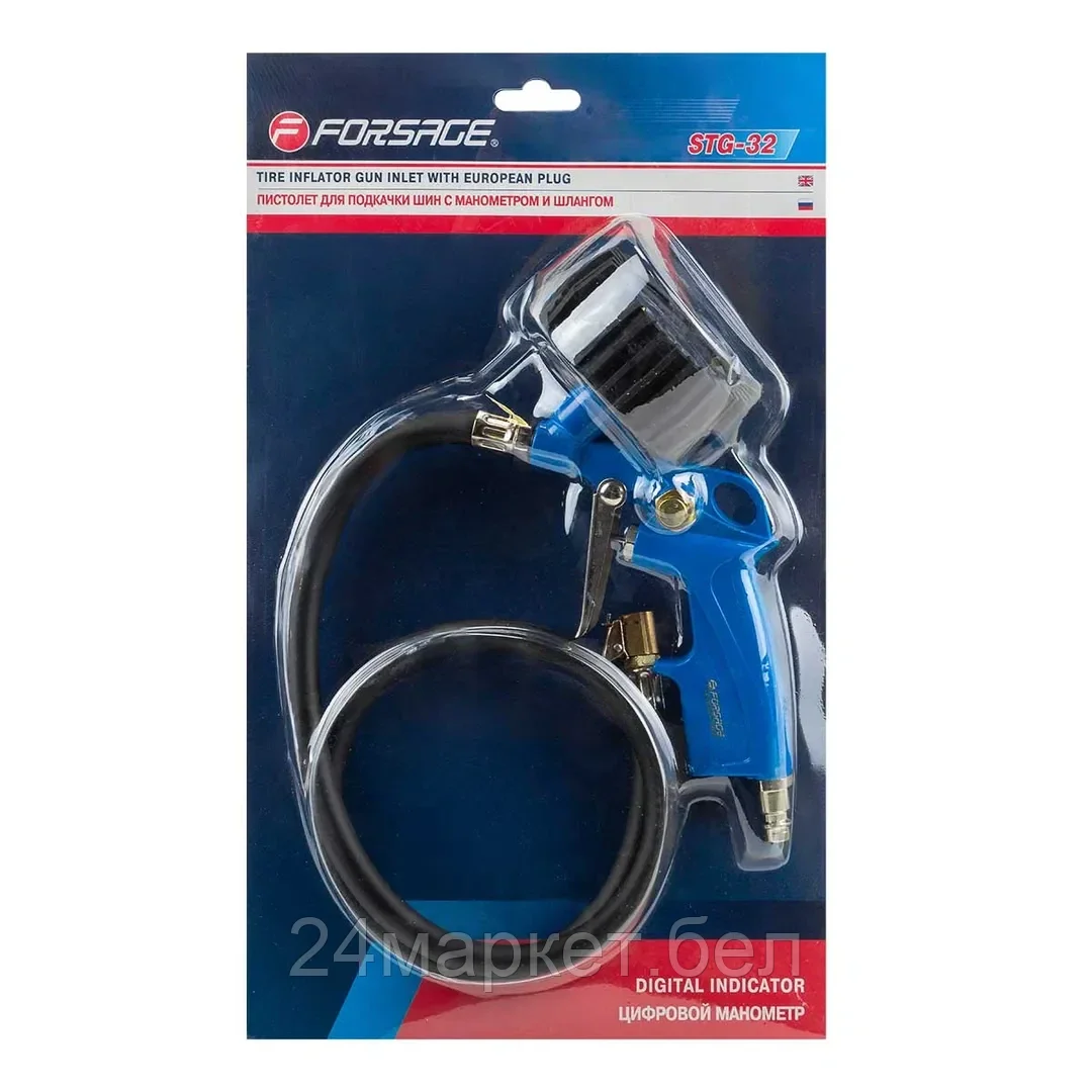 FORSAGE Пистолет для подкачки шин с монометром и шлангом 1м(0-15bar),в блистере Forsage F-STG-32