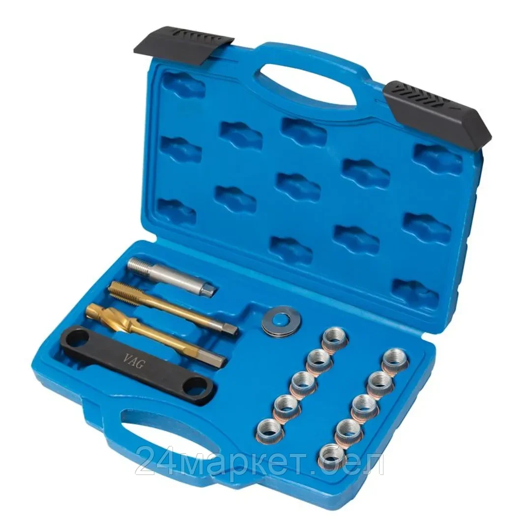 Rock FORCE Набор приспособлений и футорок для восстановления резьбы тормозного суппорта 15пр., (М12х1.5), в кейсе Rock FORCE RF-914B1