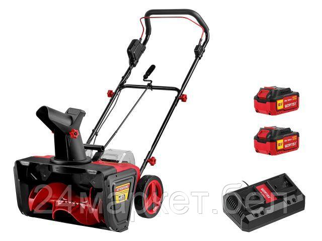 Аккум. снегоуборщик WORTEX CST 5036 в кор. ALL1 SET XLT БЕСЩЕТ., 36 В, ширина 50 см (2х4 Ач акб, 2 слот. 2 А з/у, глубина 25 см, дальность выброса 7 м 1334795