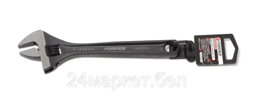 Ключ разводной Profi CRV(захват 24мм, 200ммL, кованная сталь, Taiwan), на пластиковом держателе F-649200(NEW черн.)