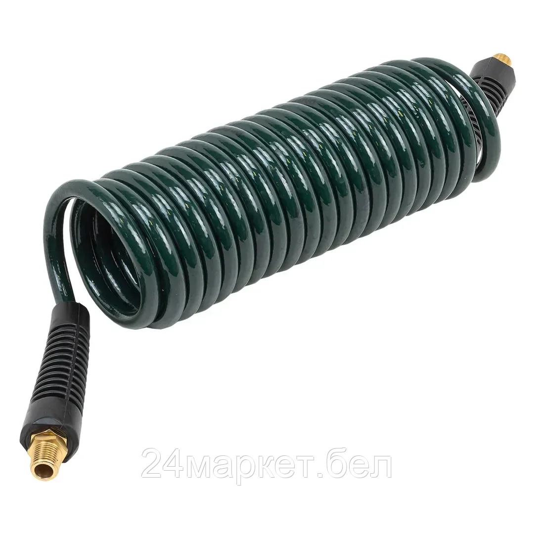 RF-AHC-48A RockFORCE Шланг витой полиуретановый 6.5мм х 10мм х 5м с резьбовыми наконечниками 1/4" (max давление 15бар, раб. t от -20 до +60°С)