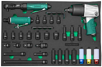 JONNESWAY JA-C231SV JA-C231SV Набор пневматического инструмента 1/2"DR и аксессуаров к ударному инструменту в EVA ложементе 560х400 мм, 31 предмет