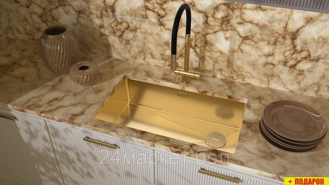 Кухонная мойка ZorG Zerox 74 U / IF Side SF PVD Gold