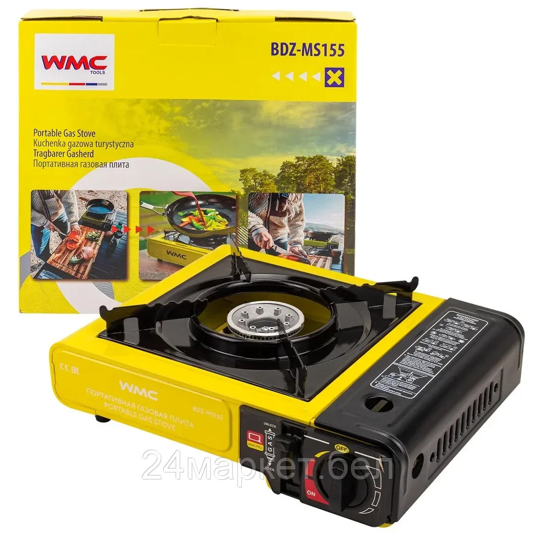Плита газовая портативная (34х25.5х8.5см, 2.5кВт, 700°С, расход газа 160г/ч) WMC TOOLS WMC-BDZ-MS155