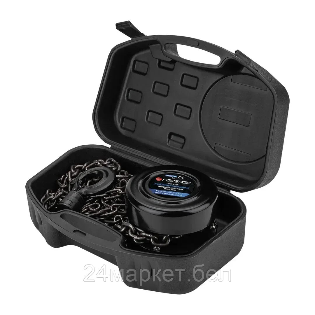 FORSAGE Лебедка механическая подвесная с фиксацией цепи натяжения, 1т  (длина цепи - 2.5м) в кейсе Forsage F-TRC9010S