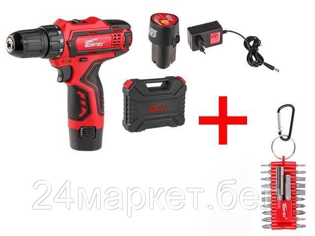 Аккум. дрель-шуруповерт WORTEX BD 1215-1 Li в чем.+АКЦИЯ набор бит (В ПОДАРОК Набор бит WORTEX HBS 22) BD12151Li10029А2